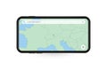 Searching map of Liechtenstein in Smartphone map application. Map of Liechtenstein in Cell Phone Royalty Free Stock Photo