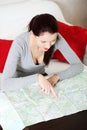 Searching in map. Royalty Free Stock Photo