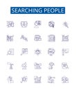 Searching people line icons signs set. Design collection of Find, Seek, Locate, Hunt, Uncover, Track, Trace, Scan
