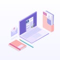 Searching professional staff, work, analyzing resume. Job interview and recruitment business concept. Isometric flat Royalty Free Stock Photo