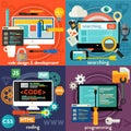Searching, Programming, Web Design and Development and Coding Concept Banners Royalty Free Stock Photo