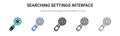 Searching settings interface icon in filled, thin line, outline and stroke style. Vector illustration of two colored and black