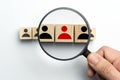Searching for talent or employee conceptual using magnifying glass