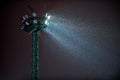 Searchlight and night snowfall Royalty Free Stock Photo