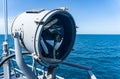 A searchlight or spotlight onboard the navy warship Royalty Free Stock Photo