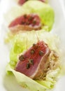 Seared Ahi Tuna in Lettuce Cup Royalty Free Stock Photo