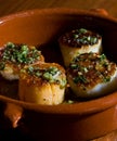 Seared scallops with chives Royalty Free Stock Photo