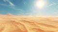 Searing desert landscape sand dunes, mirage, azure sky, heat haze in ultra high definition