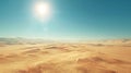 Searing sun over desert dunes mirage, azure sky, heat haze ultra detailed photographic capture