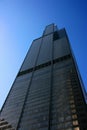 Sears tower from below on blue Royalty Free Stock Photo