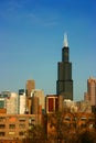 Sears tower from east on blue Royalty Free Stock Photo
