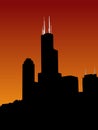 Sears tower at sunset Royalty Free Stock Photo