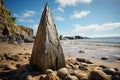 Seas stone sentinel Pyramid of coastal stones, a testament to natures artistry Royalty Free Stock Photo