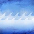 Seascape . Abstract wave blue watercolor background Royalty Free Stock Photo