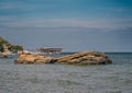 Seascape at Adriatic coast o trabocchi, the trabocco of Punta Cavalluccio Royalty Free Stock Photo