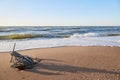 Seascape anchor on the sandy beach of the sea