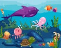 Seascape animals life underwater Royalty Free Stock Photo