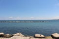 Seascape with artificial breakwater