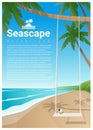 Seascape background with swing on tropical beach