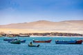 Seascape, bay view boats, Paracas National Reserve, Peru 2019-12-05.