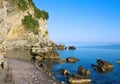 Seascape, beach of Adriatic sea in summer, Budva, Montenegro. Royalty Free Stock Photo