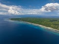 Seascape: Beautiful beach and tropical island. Royalty Free Stock Photo
