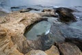 Seascape at the Black Sea coast near Ravda, Bulgaria. Rocky sunrise Royalty Free Stock Photo