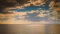 Seascape, blue sky background with clouds