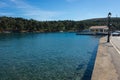 Seascape with boats  on the embankment of Itea town, Greece Royalty Free Stock Photo