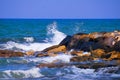 Boulders at the sea in the east shore of the Mediterranean Sea in Givat Olga Israel