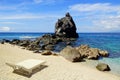 Seascape with chaise lounge. Apo island Royalty Free Stock Photo