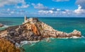 Seascape with Church of St Peter in Porto Venere, Italy Royalty Free Stock Photo