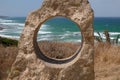 Seascape from circle frame Cerchio magico di Lu Bagnu - North Sardinia - ITALY Royalty Free Stock Photo