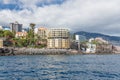 Seascape coastline Madeira with several modern Hotels of Funchal