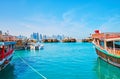 Old boats in Doha harbor, Qatar Royalty Free Stock Photo