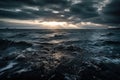 seascape with dramatic skies, showing microplastics in the water Royalty Free Stock Photo