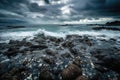 seascape with dramatic skies, showing microplastics in the water Royalty Free Stock Photo