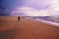 Seascape. Dramatic sunset over the sea