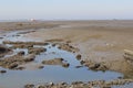 A canal in a big mudflat in the westerschelde sea in zeeland