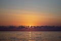 Seascape in Early Morning, Sunrise Over Sea. Nature Landscape Magic on the Surface of the Waves. Sunrise on the Beach and Ocean Royalty Free Stock Photo