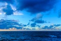 Seascape evening stormy sea horizon and sky. Royalty Free Stock Photo