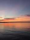 Seascape in the evening. Sunset over the sea with beautiful cloudy blazing sky Royalty Free Stock Photo