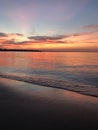 Seascape in the evening. Sunset over the sea with beautiful cloudy blazing sky Royalty Free Stock Photo