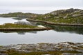 Seascape with a fish drier frame in northern Norway, close to Nordkapp