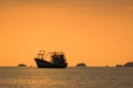 Seascape with fishing boat at sunset, Lipe island, Royalty Free Stock Photo