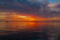 Seascape golden sunrise over the sea. Nature landscape. Beautiful orange and yellow color on ocean sunset. Seascape with Royalty Free Stock Photo