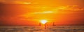 Seascape golden sunrise over the sea. Nature landscape. Beautiful orange and yellow color on ocean sunset. Seascape with Royalty Free Stock Photo