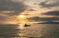 Seascape, a guy kayaking in ocean in sunset at tropical ocean in Thailand, travel vacation holidays concepts