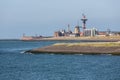 Seascape harbor Dutch city Vlissingen at Westerschelde Royalty Free Stock Photo