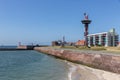 Seascape harbor Dutch city Vlissingen at Westerschelde Royalty Free Stock Photo